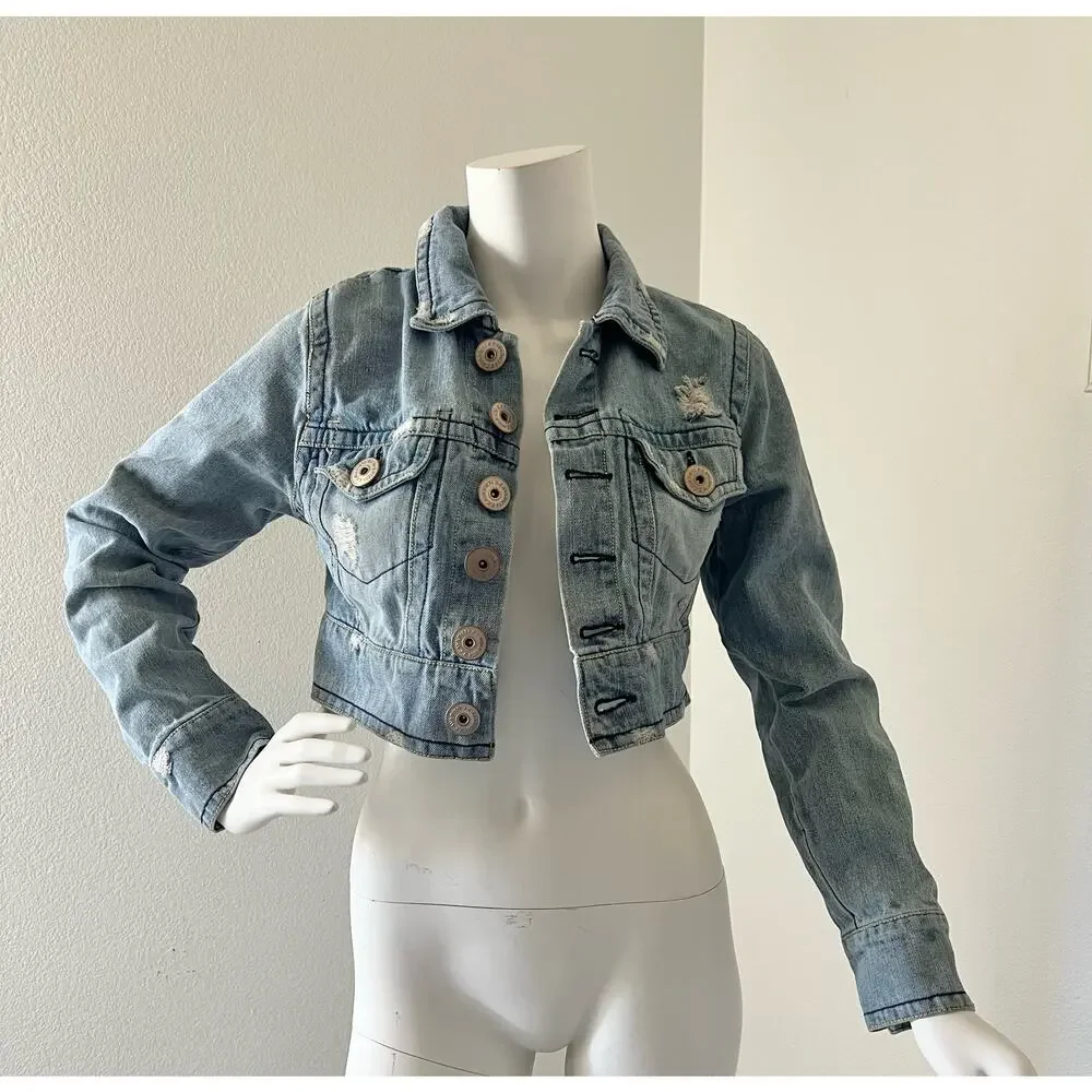 vintage 90s Z Cavaricci Denim Jacket / 1990s Crop Y2K / size M Cotton